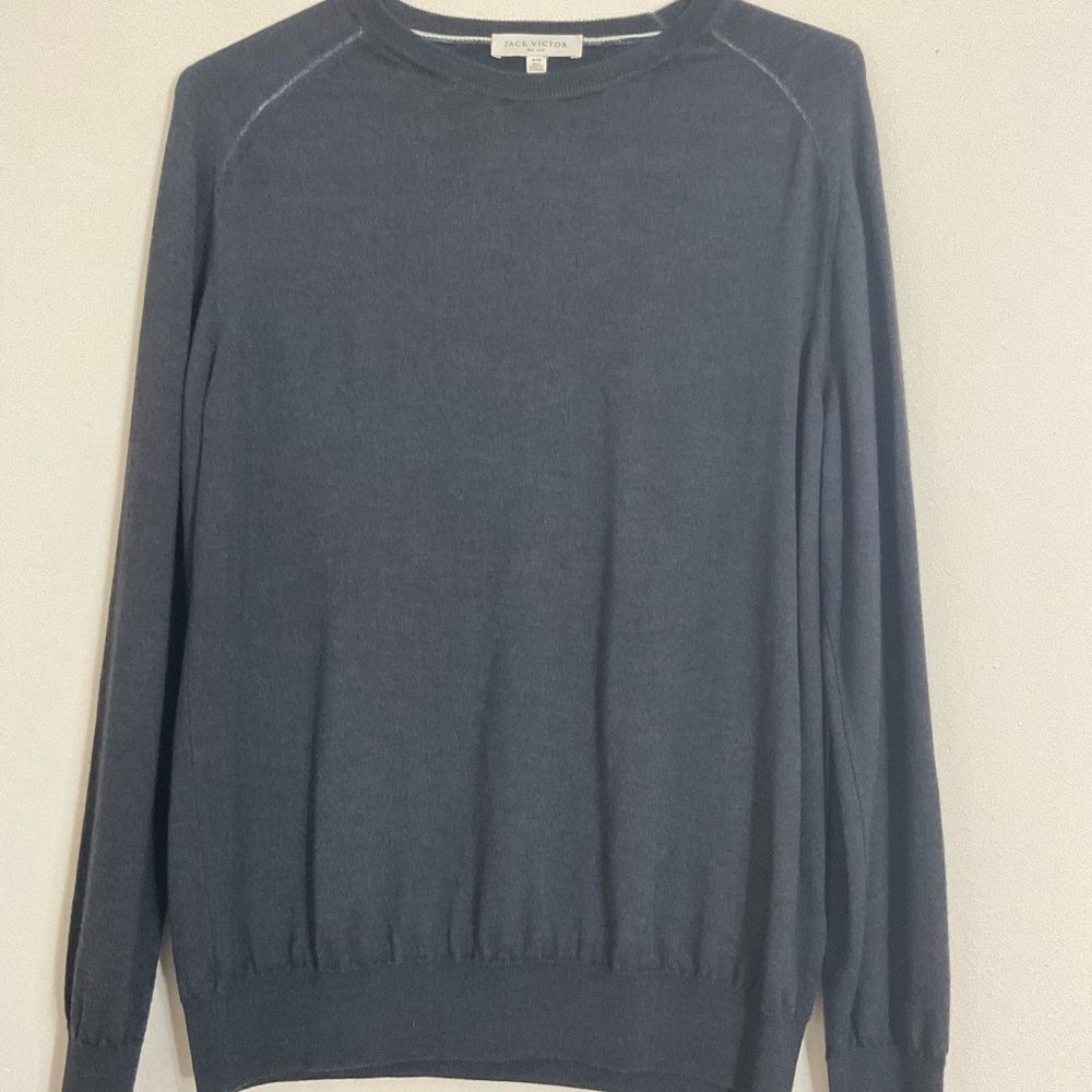 Jack Victor Black Virgin Wool Long Sleeve Crewneck Sweater Men’s Size XL/TG